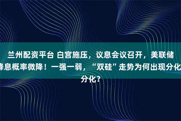 兰州配资平台 白宫施压，议息会议召开，美联储降息概率微降！一强一弱，“双硅”走势为何出现分化？